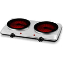Ovente Electric Double Infrared Burner 7.5 Inch Ceramic Glass Hot Plates Cooktop. 1500W Portable Countertop Stove