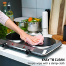 Ovente Electric Double Infrared Burner 7.5 Inch Ceramic Glass Hot Plates Cooktop. 1500W Portable Countertop Stove