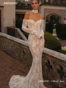 Newest Wedding Dress Mermaid Deep Sweetheart Neckline  illusion Back Customized Vestidos De Novias