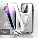 MagSafe Magnetic 2-Way Stand Case | 2025 Metal & Glass Shockproof Cover for iPhone Series | Wireless Charging Compatible