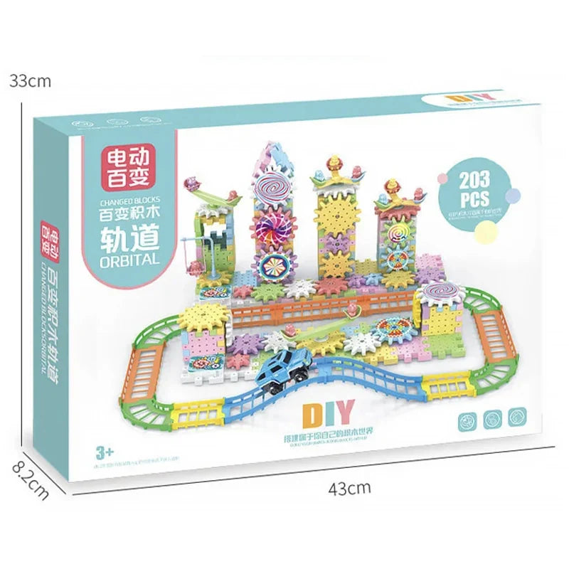 Electric Track, Building Blocks and Terrace Amusement Park Game