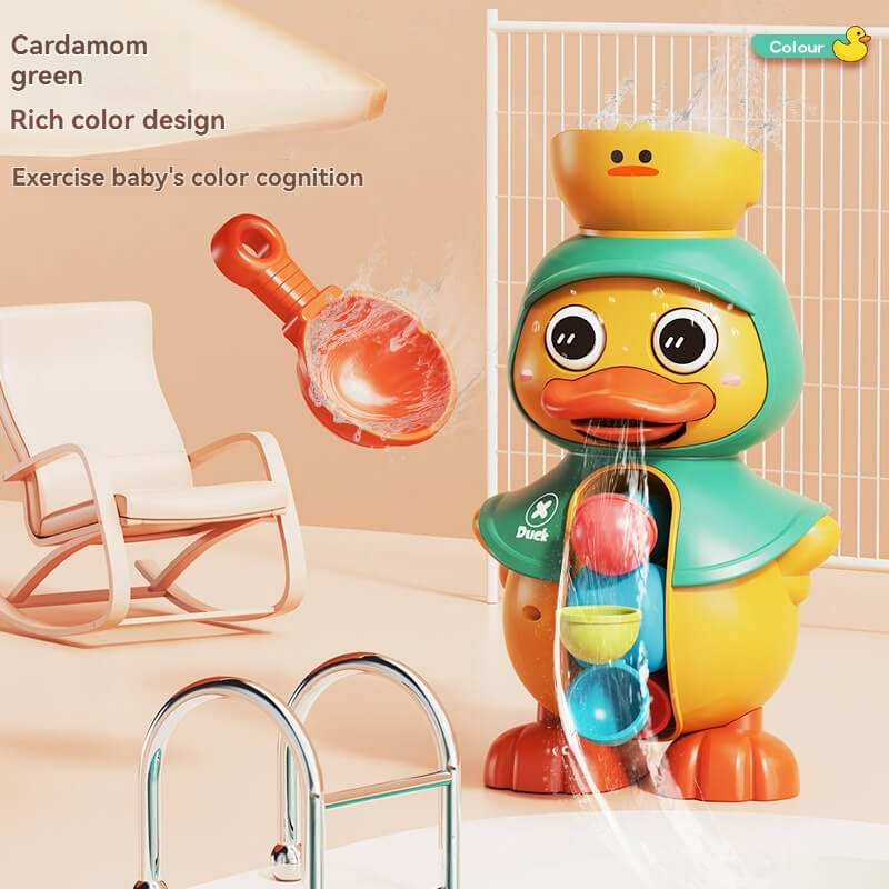 Cute duck rotating water wheel baby bath toy 0-3 years old baby water play artifact