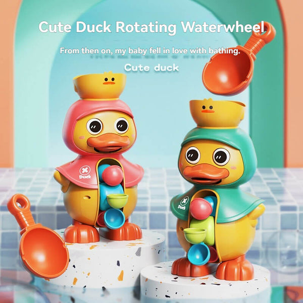 Cute duck rotating water wheel baby bath toy 0-3 years old baby water play artifact