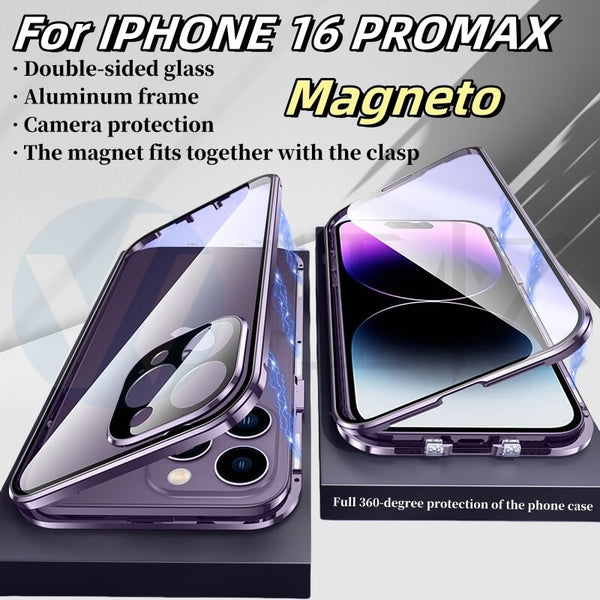 Iphone double-sided magnetic protective case
