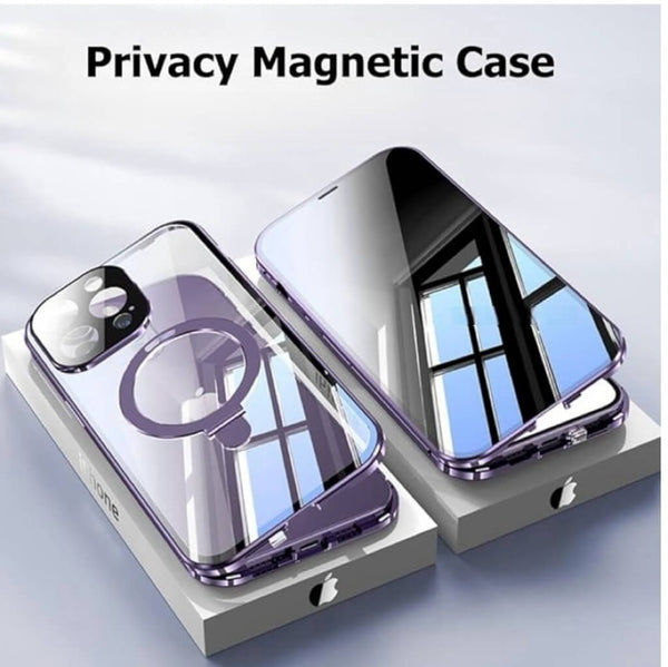 MagSafe Magnetic 2-Way Stand Case | 2025 Metal & Glass Shockproof Cover for iPhone Series | Wireless Charging Compatible