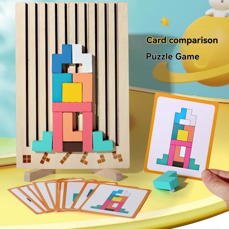 Intelligence Jigsaw Brain Toy, Colorful Geometric Blocks Tetris Gift for 3 4 5 6 Years Kids