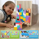 Intelligence Jigsaw Brain Toy, Colorful Geometric Blocks Tetris Gift for 3 4 5 6 Years Kids