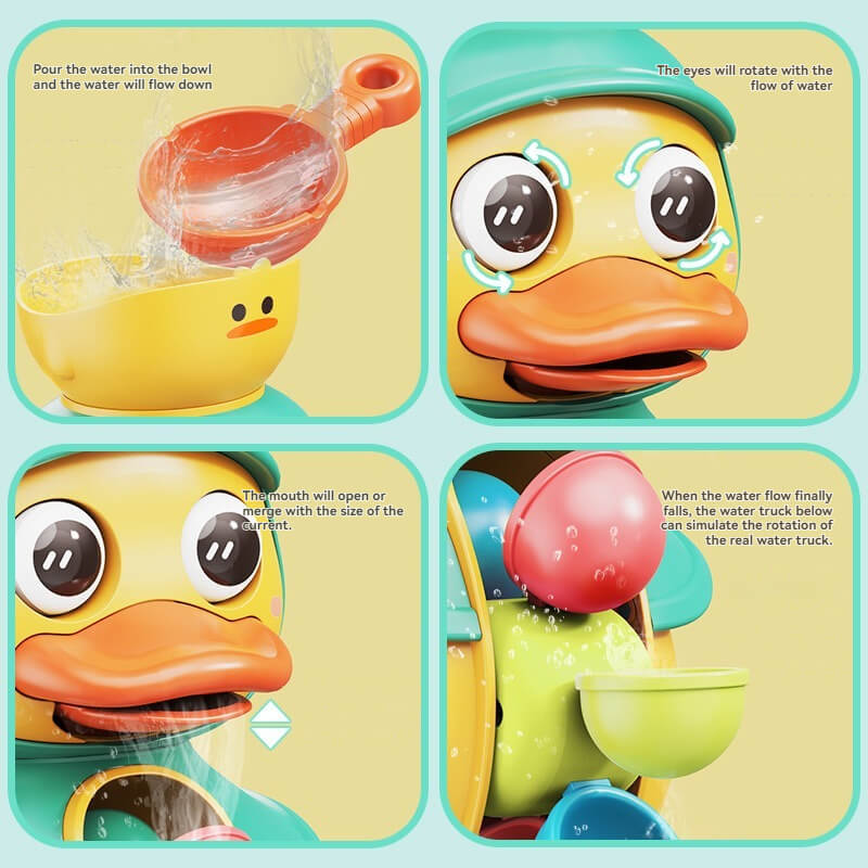 Cute duck rotating water wheel baby bath toy 0-3 years old baby water play artifact