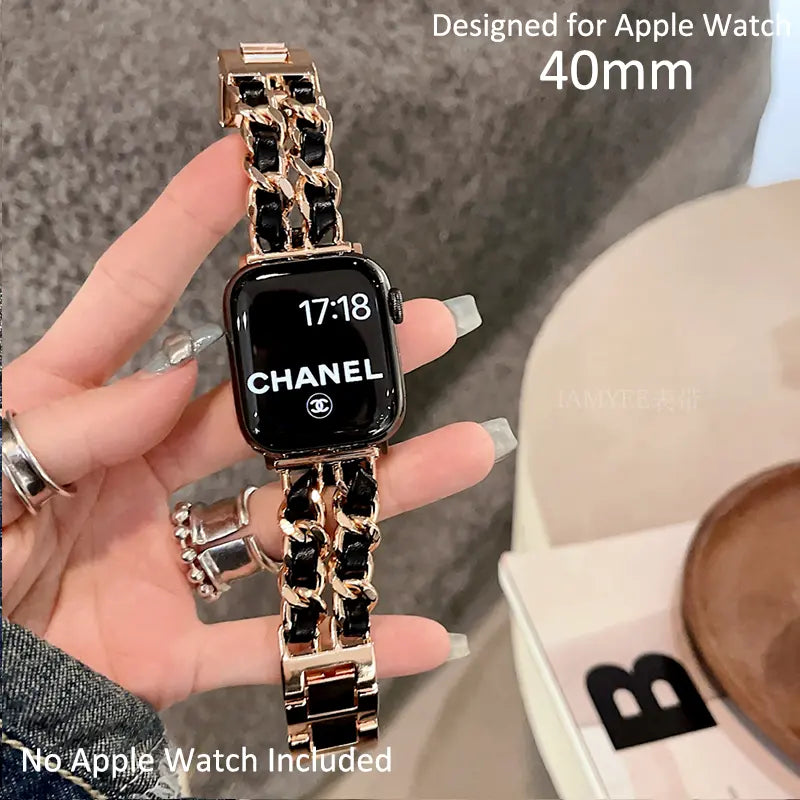 Luxurious & Elegant Apple Watch Double Chain Strap