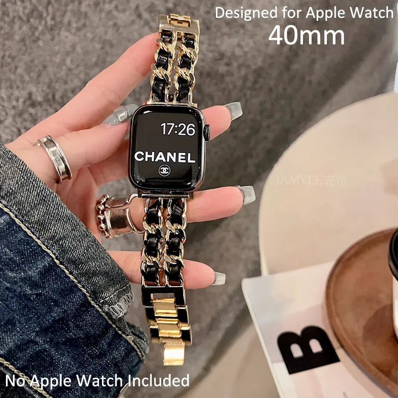 Luxurious & Elegant Apple Watch Double Chain Strap