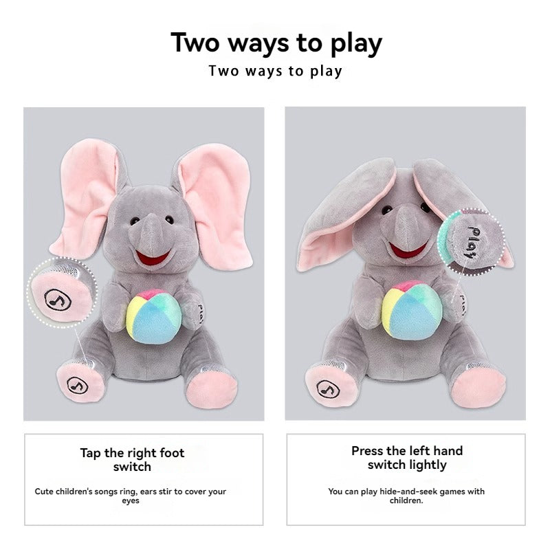 Cute Hide and Seek Elephant Plush Doll with Musi