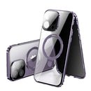 MagSafe Magnetic 2-Way Stand Case | 2025 Metal & Glass Shockproof Cover for iPhone Series | Wireless Charging Compatible