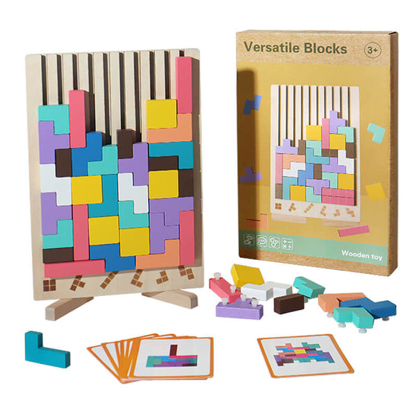 Intelligence Jigsaw Brain Toy, Colorful Geometric Blocks Tetris Gift for 3 4 5 6 Years Kids