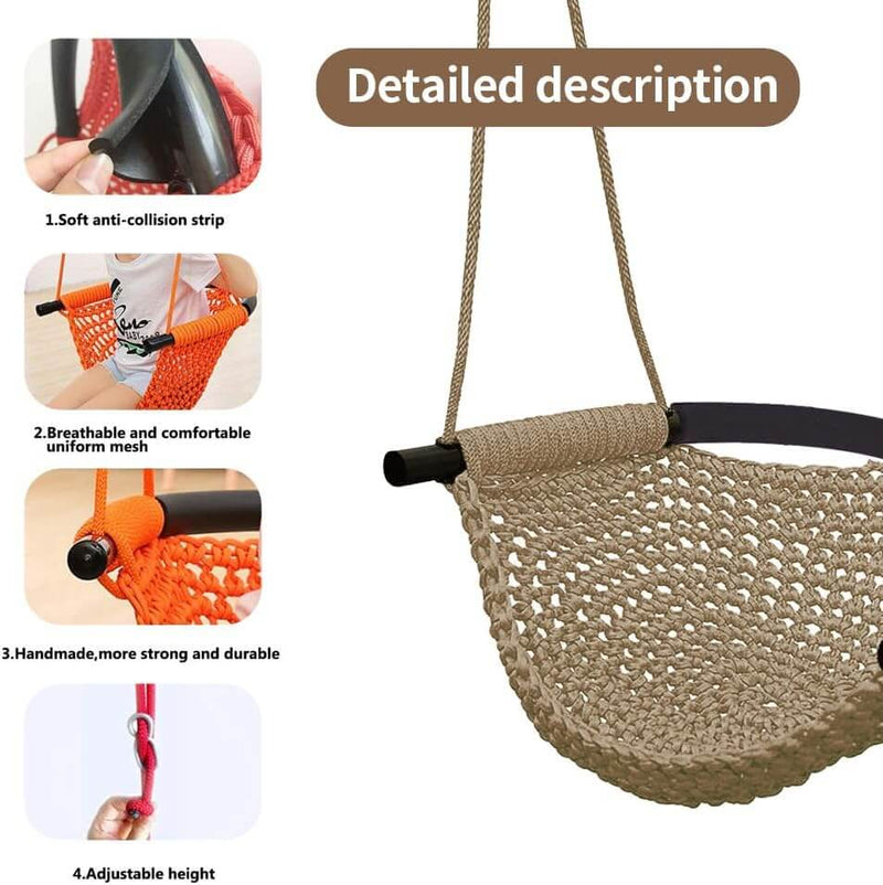 Hand-woven children's swing, suitable for indoor and outdoor, playground, backyard