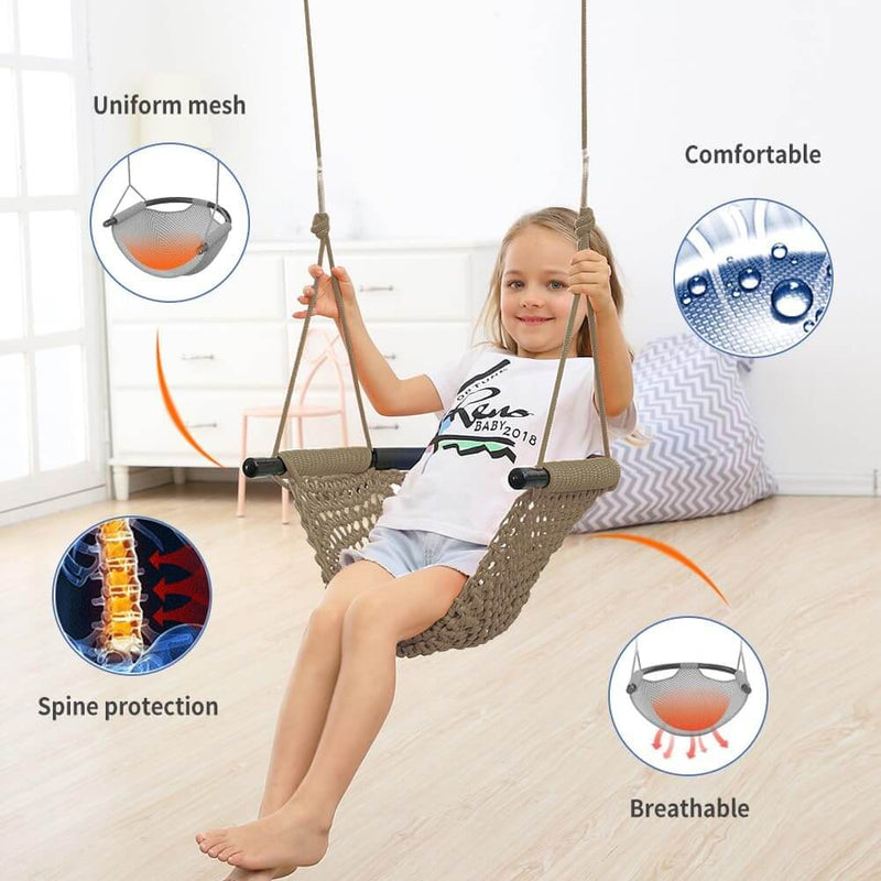 Hand-woven children's swing, suitable for indoor and outdoor, playground, backyard