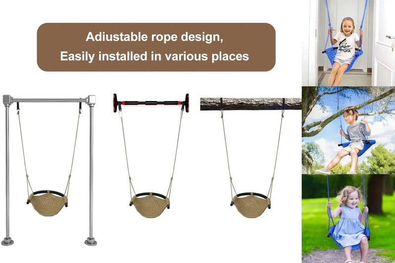 Hand-woven children's swing, suitable for indoor and outdoor, playground, backyard