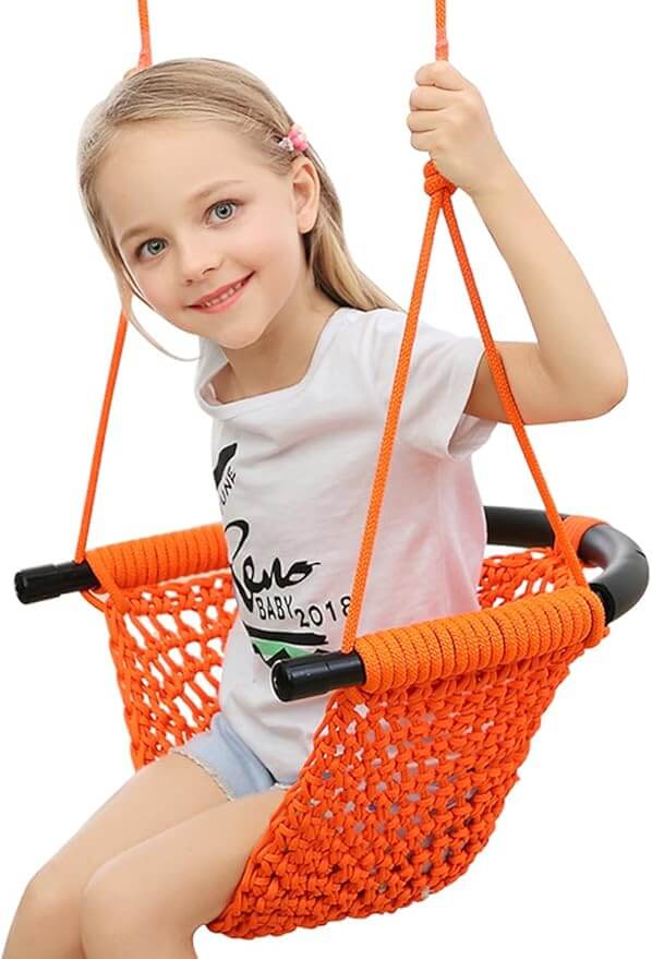 Hand-woven children's swing, suitable for indoor and outdoor, playground, backyard
