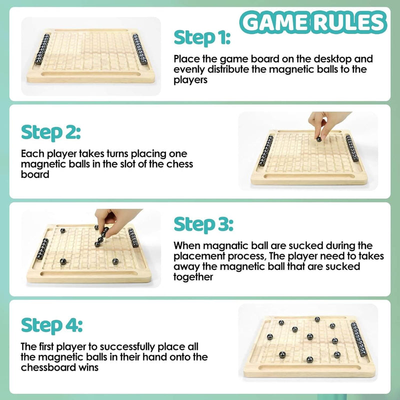 Magnetic Game - Portable Travel Board Game for Kids and Adults, 2-4 Player Family Strategy Game