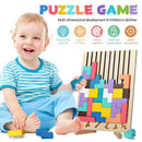 Intelligence Jigsaw Brain Toy, Colorful Geometric Blocks Tetris Gift for 3 4 5 6 Years Kids