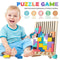 Intelligence Jigsaw Brain Toy, Colorful Geometric Blocks Tetris Gift for 3 4 5 6 Years Kids