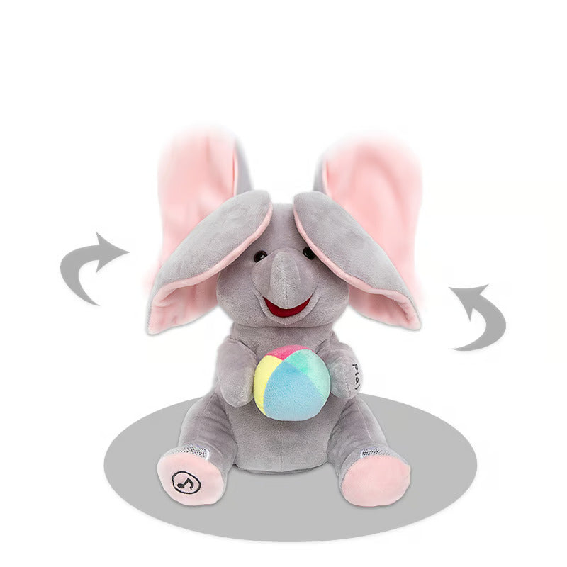 Cute Hide and Seek Elephant Plush Doll with Musi