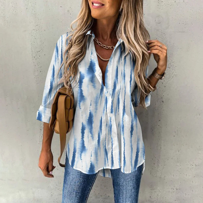 Spring Autumn Ladies Casual Shirt Office Green Blue Loose Tops Women's Long Sleeve Blouse Tops Elegant Button Up Down Shirts