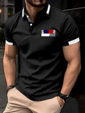 Paris Printed Men's Short Sleeve Polo Shirt Casual Versatile Style Lapel Shirt Summer Men's Street Casual Breathable Clothing
