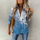 Spring Autumn Ladies Casual Shirt Office Green Blue Loose Tops Women's Long Sleeve Blouse Tops Elegant Button Up Down Shirts