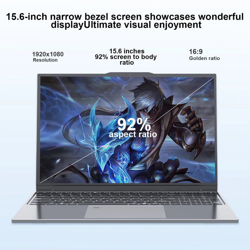 Ultra Slim 15.6"Laptop 32GB RAM 2048GB SSD Intel Core i7-6500U Notebook Windows 11 Gamer 1920*1080 Display Office Study Computer