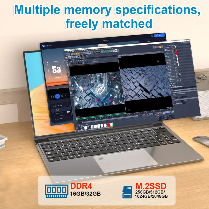 Ultra Slim 15.6"Laptop 32GB RAM 2048GB SSD Intel Core i7-6500U Notebook Windows 11 Gamer 1920*1080 Display Office Study Computer