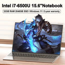 Ultra Slim 15.6"Laptop 32GB RAM 2048GB SSD Intel Core i7-6500U Notebook Windows 11 Gamer 1920*1080 Display Office Study Computer