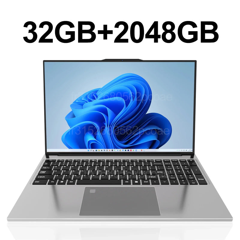 Ultra Slim 15.6"Laptop 32GB RAM 2048GB SSD Intel Core i7-6500U Notebook Windows 11 Gamer 1920*1080 Display Office Study Computer