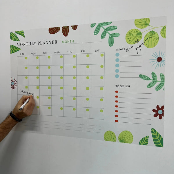 Attractive Reusable Monthly Planner Organizer Dry-Erase Whiteboard Wet/Dry Magnetic Glass Metal Wood Pet Board