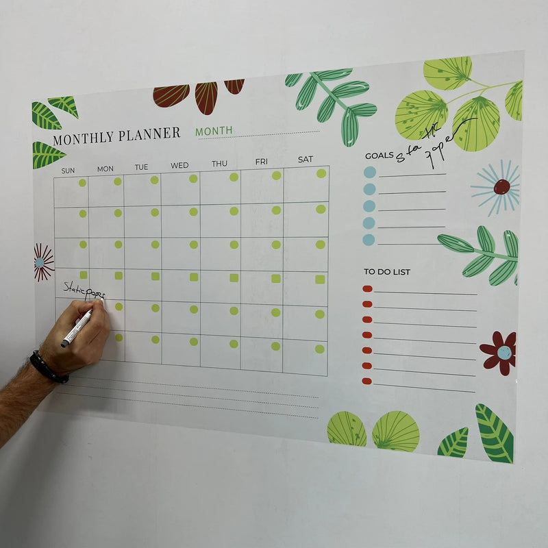 Attractive Reusable Monthly Planner Organizer Dry-Erase Whiteboard Wet/Dry Magnetic Glass Metal Wood Pet Board