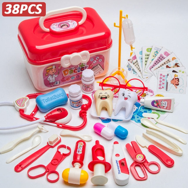 Doctor Set For Kids Pretend Play Girls Role-playing Games Hospital Accessorie Medical Kit Nurse Tools Bag Toys For Children Gift