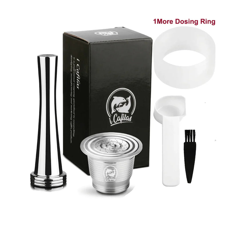 Food-Grade Stainless Steel Reusable Capsule Coffee Compatible For Nespresso Coffee Machine Original Line With Dosing Ring