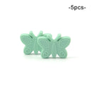 LOFCA 5PCS Butterfly Beads Silicone BPA Free Baby Teether Accessories For Teething Necklace Pacifier Clip DIY Nusring Gift Chew