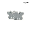 LOFCA 5PCS Butterfly Beads Silicone BPA Free Baby Teether Accessories For Teething Necklace Pacifier Clip DIY Nusring Gift Chew