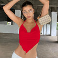 Summer Y2K White Halter Top Women Cami Backless Sexy Summer Crop Tops Sleeveless Camisole Lacing Cropped Female Tops Streetwea