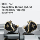 KZ ZAS 16 Units Earphones 7BA+1DD Dynamic hybrid Earbuds HiFi Bass Sport Headset Noise Cancelling in Ear Monitors
