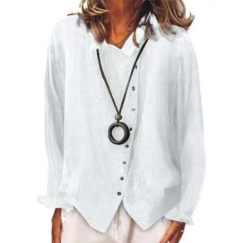 Solid Color Casual Shirts Women Autumn Long Sleeve Linen Shirts for Women Tunic Top Ladies Shirts blusa feminina рубашка женская