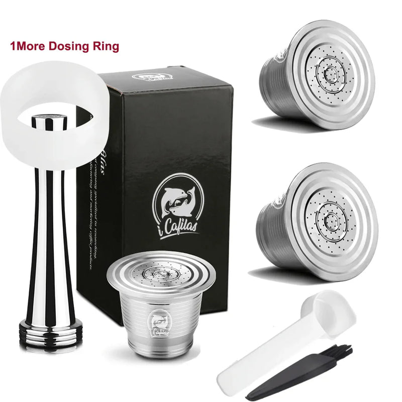 Food-Grade Stainless Steel Reusable Capsule Coffee Compatible For Nespresso Coffee Machine Original Line With Dosing Ring