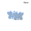 LOFCA 5PCS Butterfly Beads Silicone BPA Free Baby Teether Accessories For Teething Necklace Pacifier Clip DIY Nusring Gift Chew