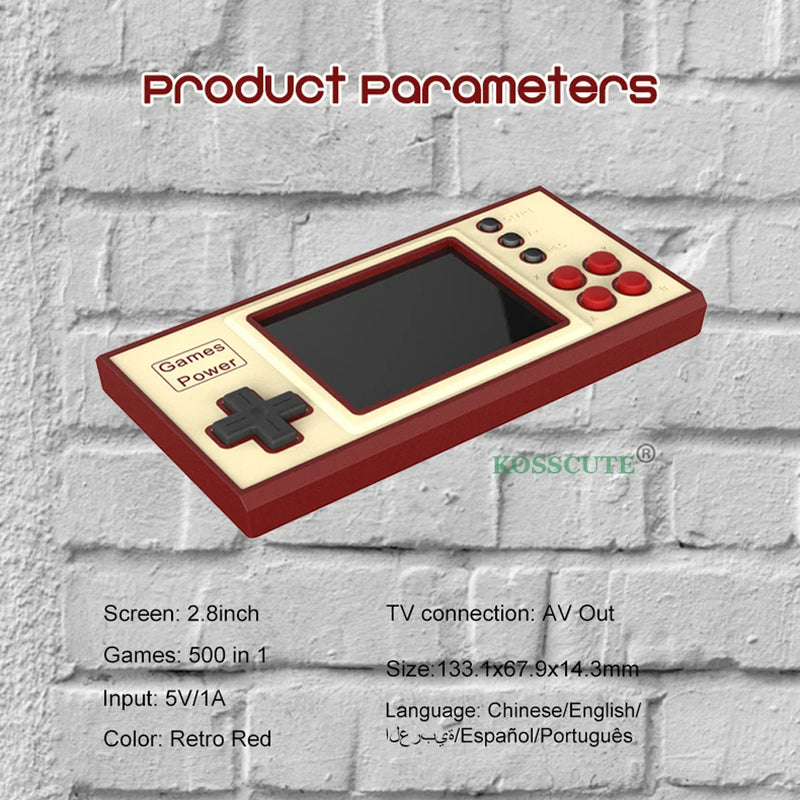k30 Retro Portable Mini Handheld Video Game Console 8-Bit 3 Inch Color LCD Kids Color Game Player Built-in 500 Games