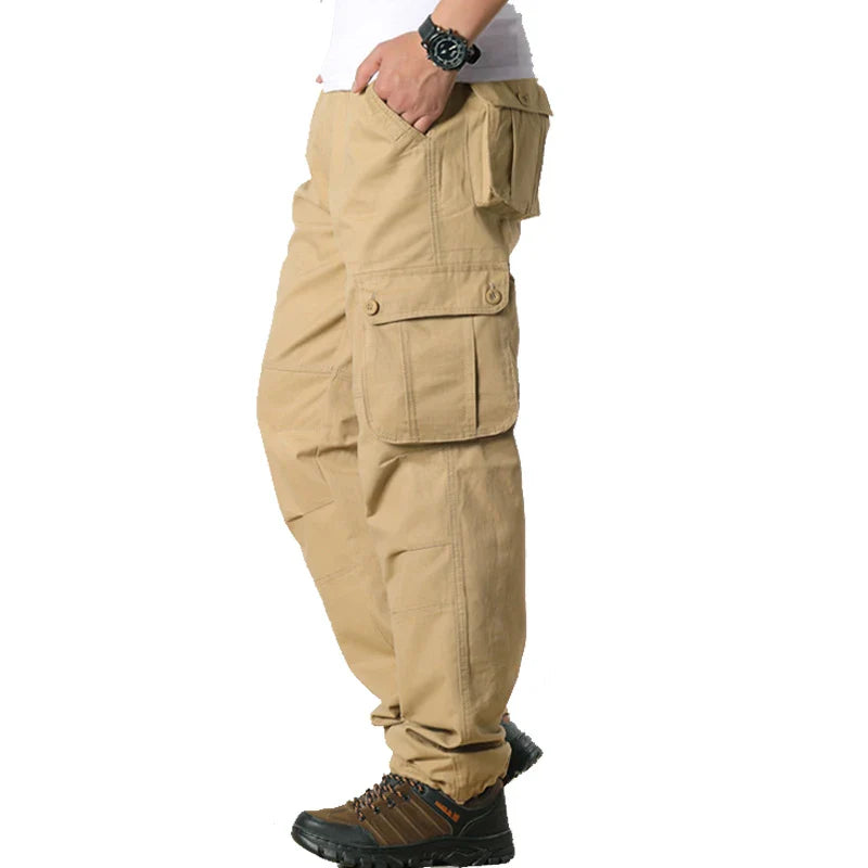 Men's Spring Cargo Pants Casual Multi Pockets Tactical Pants Male Outwear Loose Straight slacks Long Trousers Plus size 44