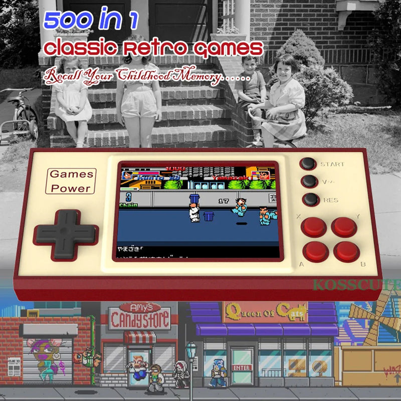 k30 Retro Portable Mini Handheld Video Game Console 8-Bit 3 Inch Color LCD Kids Color Game Player Built-in 500 Games