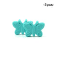 LOFCA 5PCS Butterfly Beads Silicone BPA Free Baby Teether Accessories For Teething Necklace Pacifier Clip DIY Nusring Gift Chew
