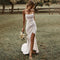 DREAM Customized Simple Spaghetti Straps Sexy Boho Mermaid Wedding Dress High Slit Backless Bohemian Bride Vestidos De Noiva