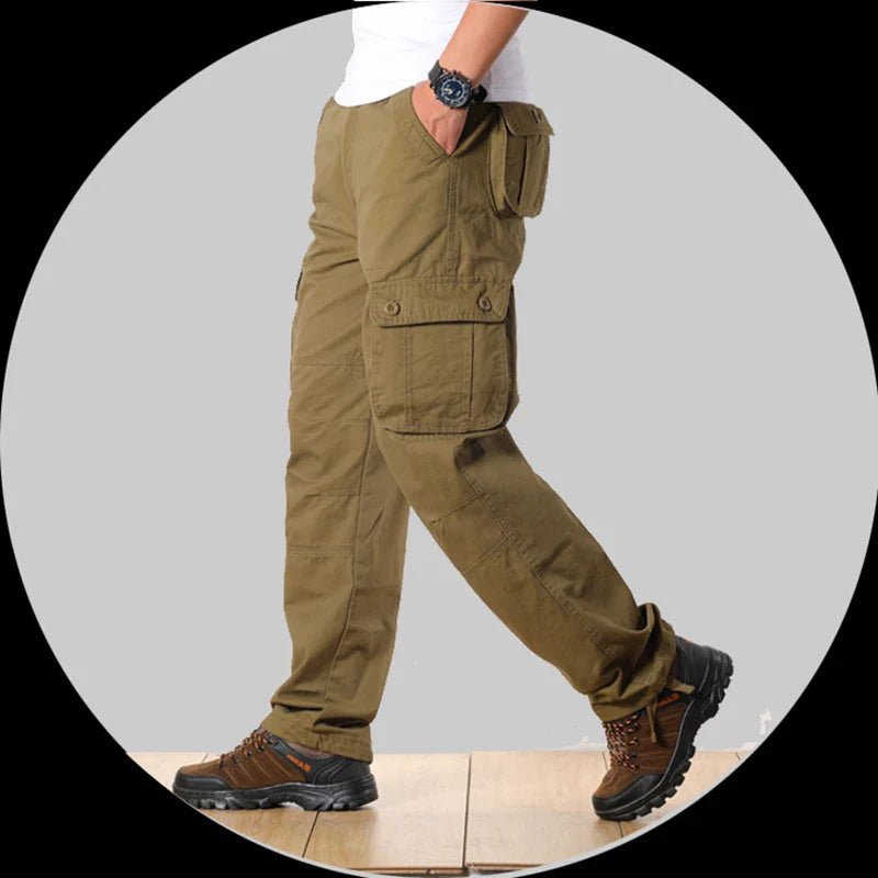 Men's Spring Cargo Pants Casual Multi Pockets Tactical Pants Male Outwear Loose Straight slacks Long Trousers Plus size 44