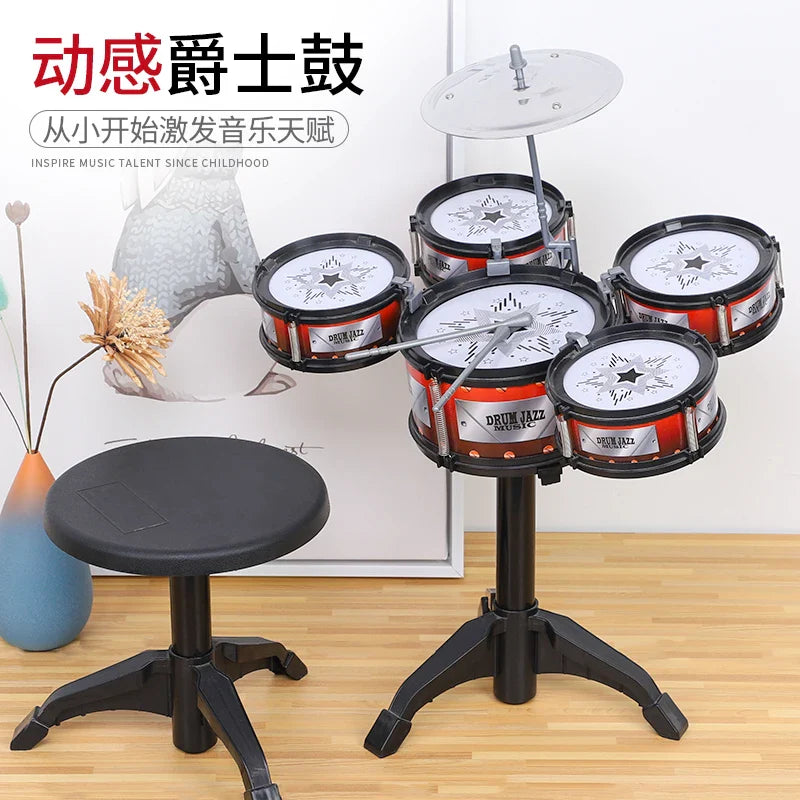 Simulation Drum Set Junior Drums Kit Jazz Drums Percussion Musical Instrument Wisdom Development Toys For Children Kid Gifts